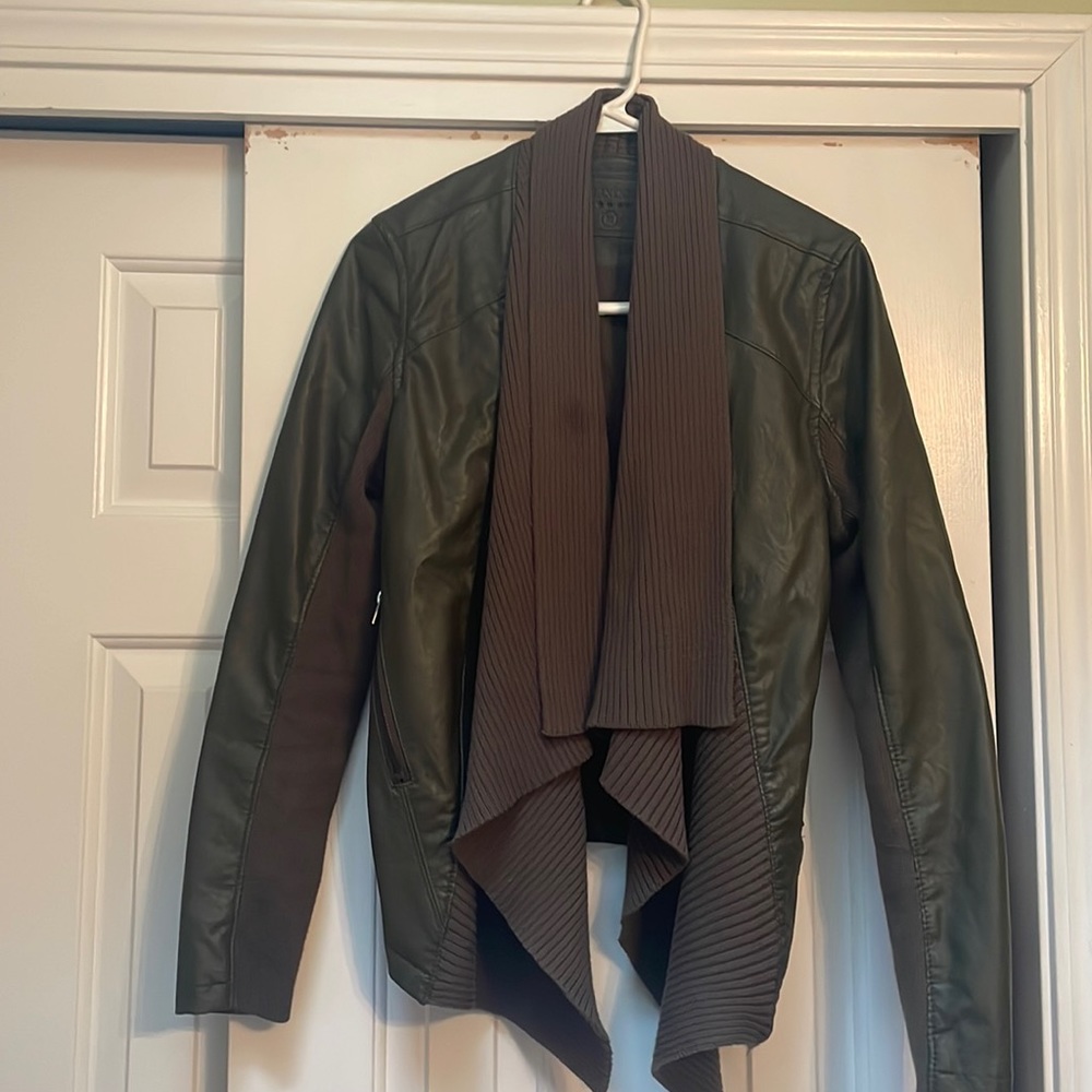 Faux leather and sweater jacket